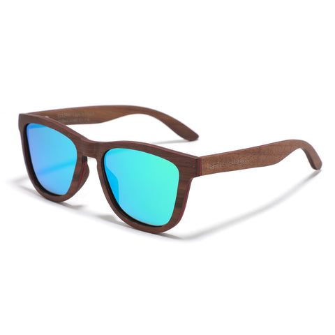 The Alt. Range - Polarized Sunglasses - Walnut, aqua green lens