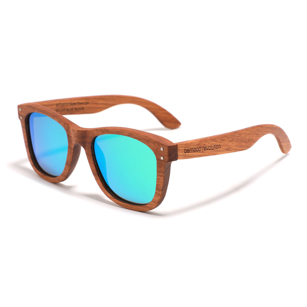 The Alt. Range - Polarized Sunglasses - R/wood, aqua green lens