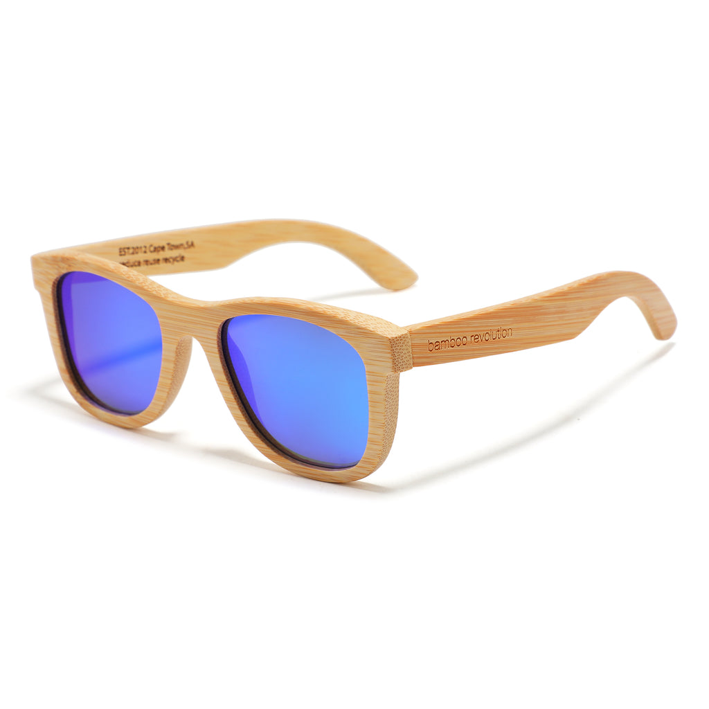 The Beach - Polarized Sunglasses - Bamboo, ocean blue lens