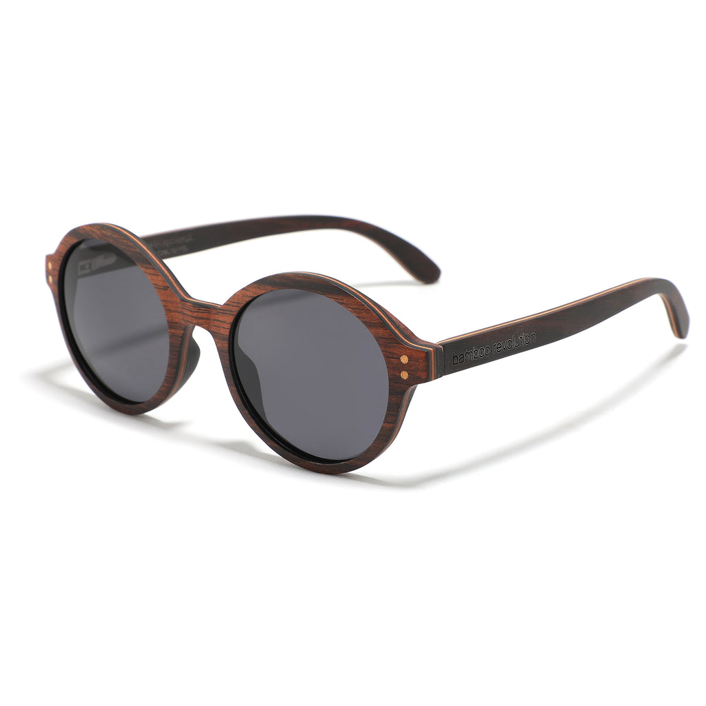 The Jackie O - Polarized Sunglasses - brown bamboo, black lens
