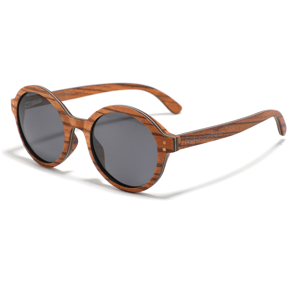 The Jackie O - Polarized Sunglasses - Zebra wood, black lens