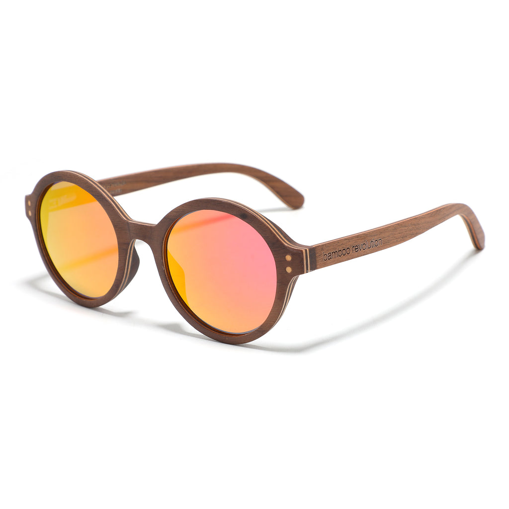 The Jackie O - Polarized Sunglasses - Walnut, grapefruit lens