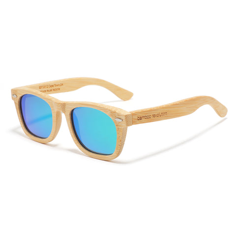 The Rise - Polarized Sunglasses - Bamboo, aqua green lens