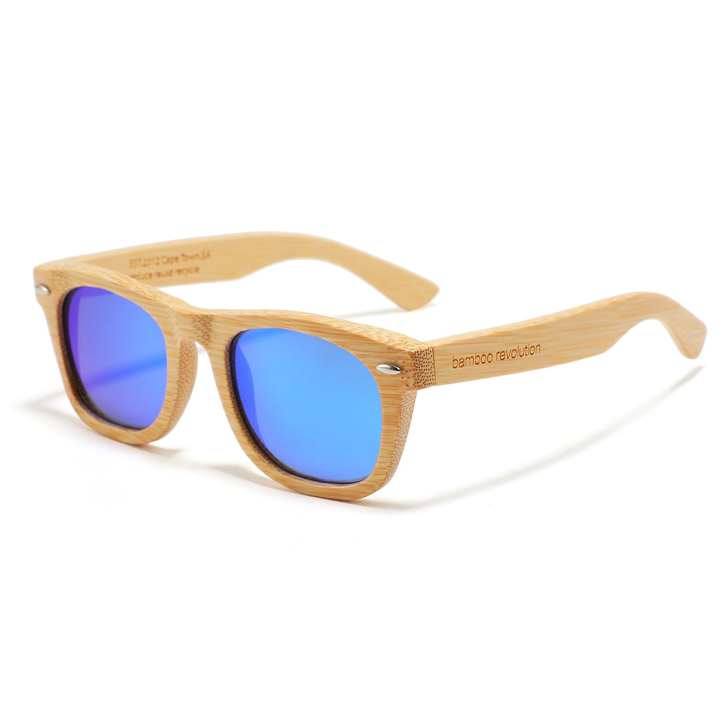 The Rise - Polarized Sunglasses - Bamboo, ocean blue lens