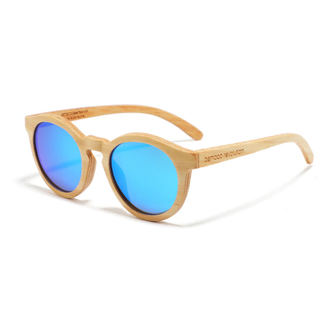 The Twiggy - Polarized Sunglasses - Bamboo, ocean blue lens